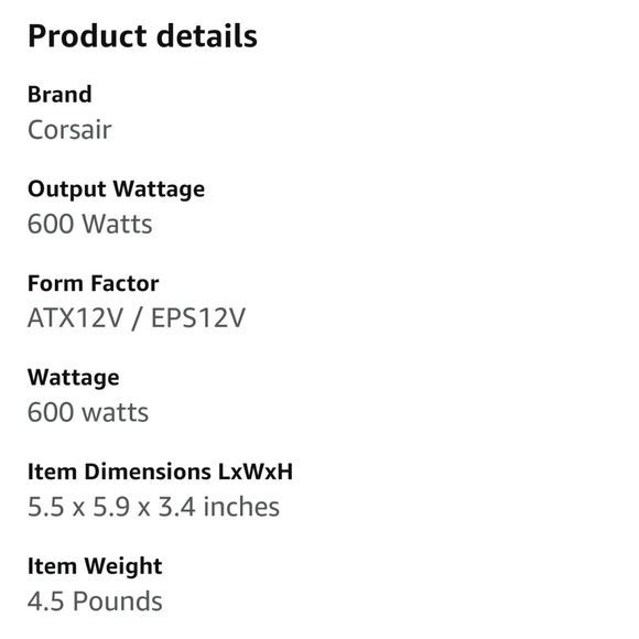 CORSAIR CX600 Power Supply Model 75-001668 Very Good Pre-Owned Condition - Picture 16 of 16